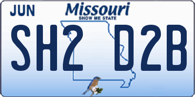 MO license plate SH2D2B