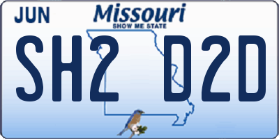 MO license plate SH2D2D