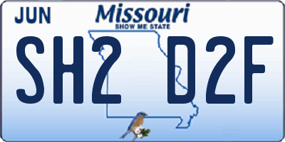 MO license plate SH2D2F
