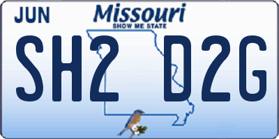 MO license plate SH2D2G