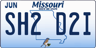 MO license plate SH2D2I