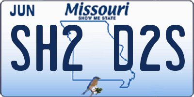 MO license plate SH2D2S