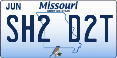 MO license plate SH2D2T