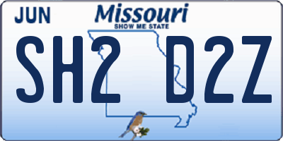 MO license plate SH2D2Z