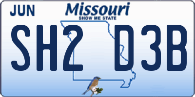 MO license plate SH2D3B