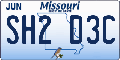 MO license plate SH2D3C