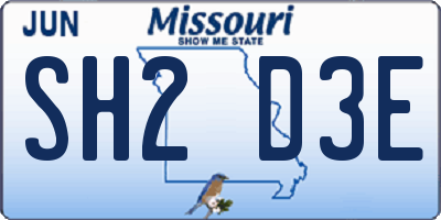 MO license plate SH2D3E