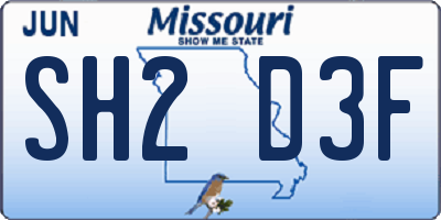 MO license plate SH2D3F