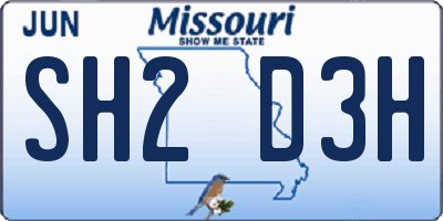 MO license plate SH2D3H