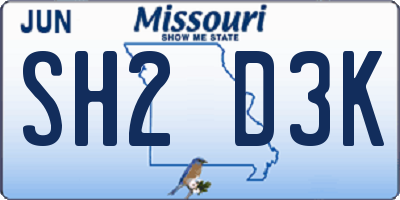 MO license plate SH2D3K