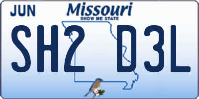 MO license plate SH2D3L