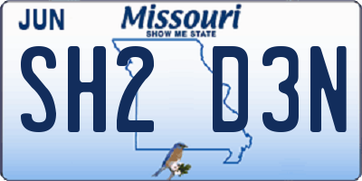 MO license plate SH2D3N