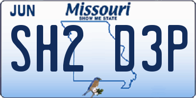 MO license plate SH2D3P
