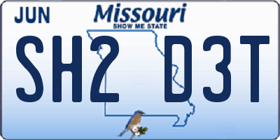 MO license plate SH2D3T