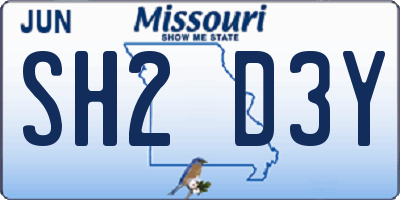 MO license plate SH2D3Y