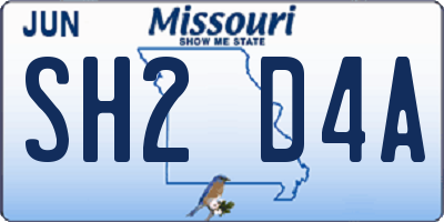 MO license plate SH2D4A
