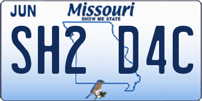 MO license plate SH2D4C