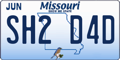 MO license plate SH2D4D
