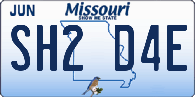 MO license plate SH2D4E