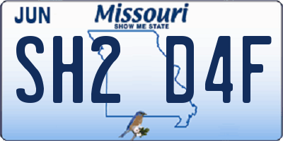 MO license plate SH2D4F