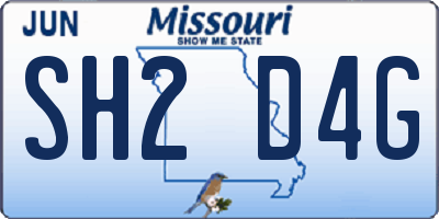 MO license plate SH2D4G
