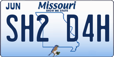MO license plate SH2D4H