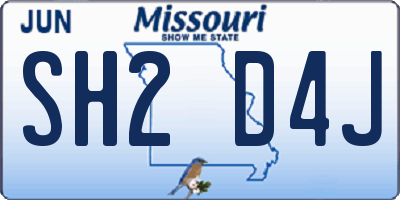 MO license plate SH2D4J