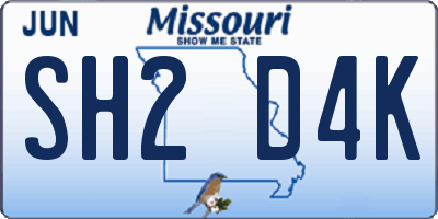 MO license plate SH2D4K