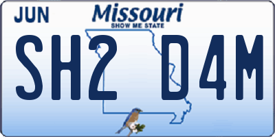 MO license plate SH2D4M