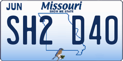 MO license plate SH2D4O