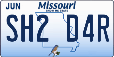 MO license plate SH2D4R