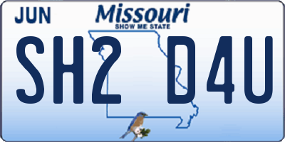 MO license plate SH2D4U
