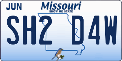 MO license plate SH2D4W