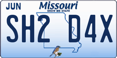 MO license plate SH2D4X