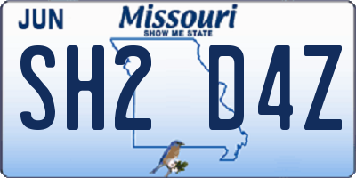 MO license plate SH2D4Z