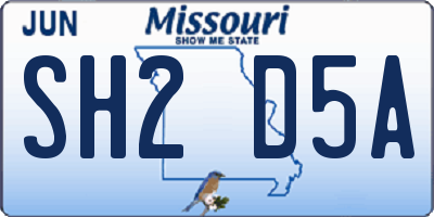 MO license plate SH2D5A