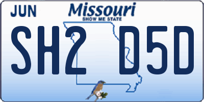 MO license plate SH2D5D