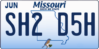 MO license plate SH2D5H