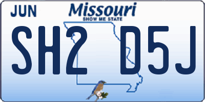 MO license plate SH2D5J