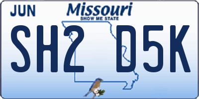 MO license plate SH2D5K