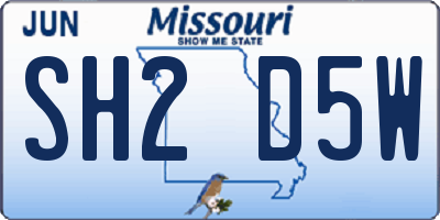 MO license plate SH2D5W