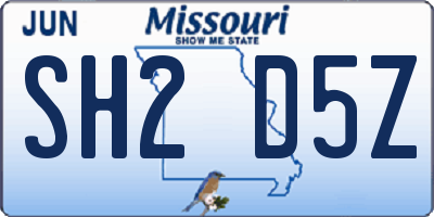 MO license plate SH2D5Z