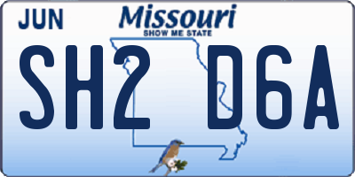 MO license plate SH2D6A