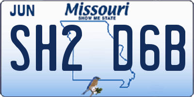 MO license plate SH2D6B