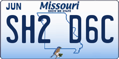 MO license plate SH2D6C