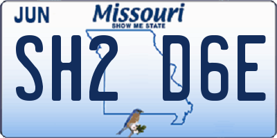 MO license plate SH2D6E