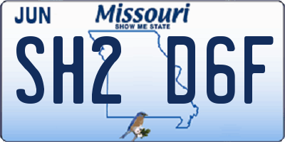 MO license plate SH2D6F