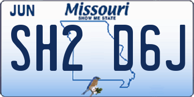 MO license plate SH2D6J