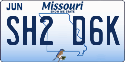 MO license plate SH2D6K