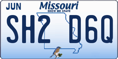 MO license plate SH2D6Q
